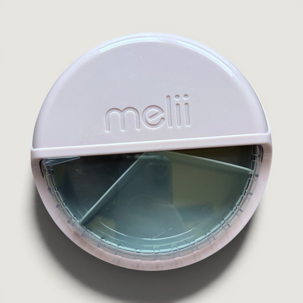 Melii Snacker Rotating Snack Container Pink 3 Compartment Travel Food Storage